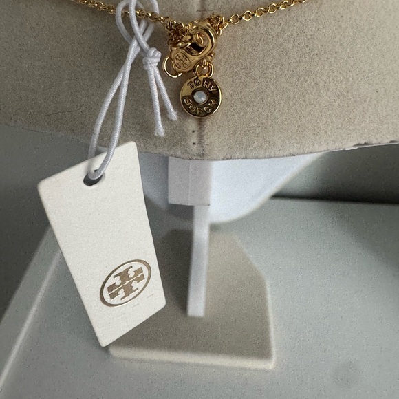 Tory Burch Gold Faux Pearl Pendant Necklace - Picture 3 of 6